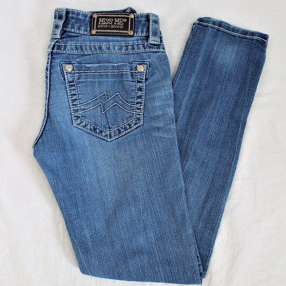 Miss Me Denim - Miss Me Light Wash Distressed Skinny Denim Jeans Size 27 w/32 inch Inseam